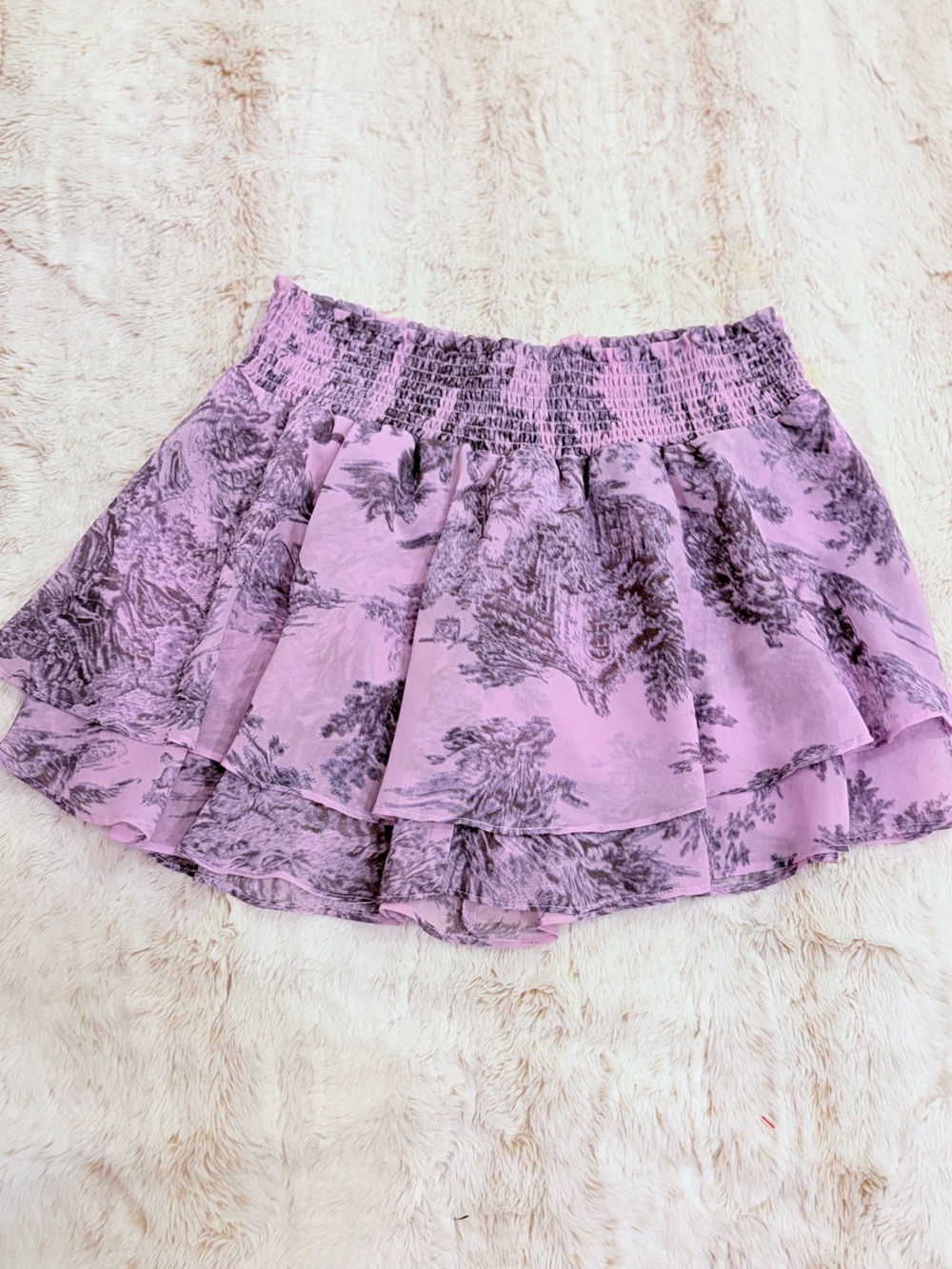 💜 Urban Outfitters Ciara Lilac Toile Ruffle Mini Skirt Y2K Fairycore Coquette - Picture 9 of 10